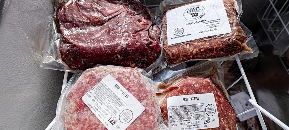 Ardis Cattle ground beef cuts at the Pleasanton Farmers' Market