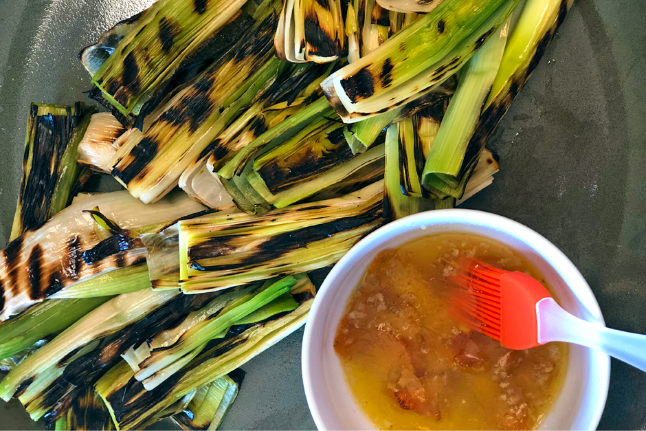 grilled leeks with cara cara butter