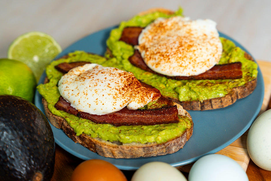 Avocado Toast with Bacon and Poached Egg