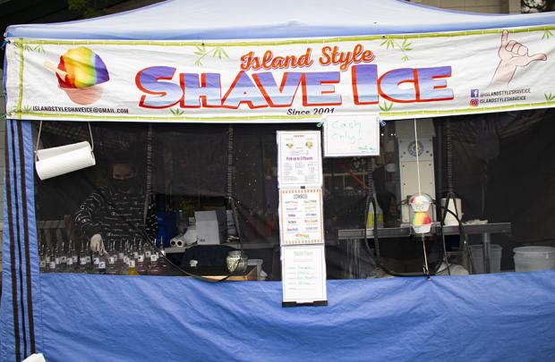 Island Style shave ice stall at Los Altos market