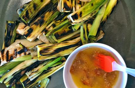 grilled leeks with cara cara butter