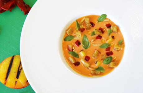 Grilled Peach Gazpacho