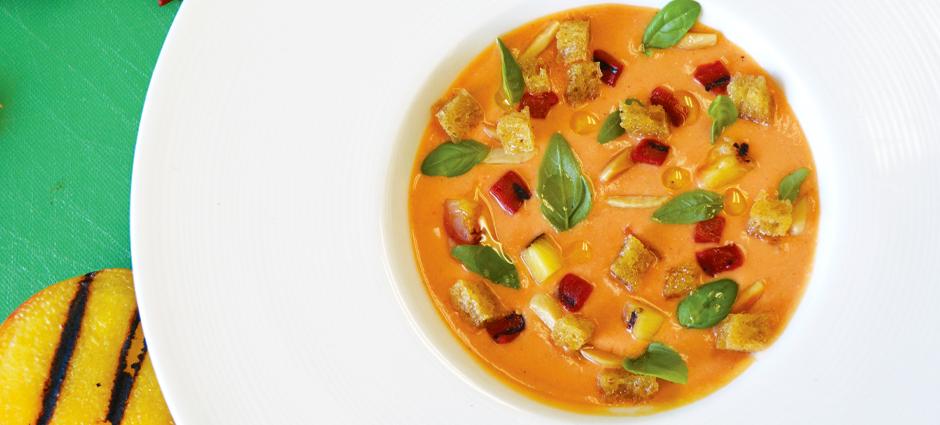 Grilled Peach Gazpacho