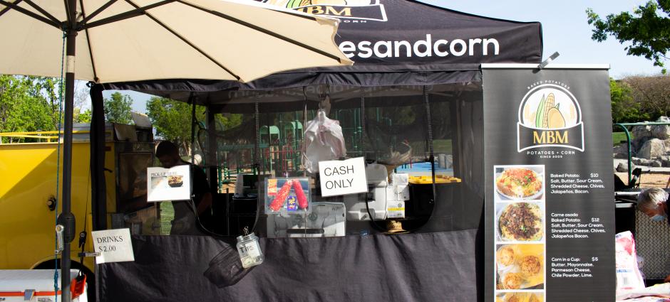 MBM potato stall on a sunny day