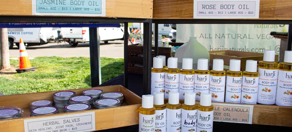 Harji naturals products on display