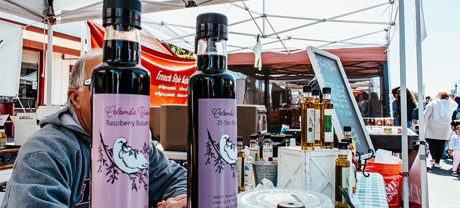 Picture of balsamic on table at farmers' market