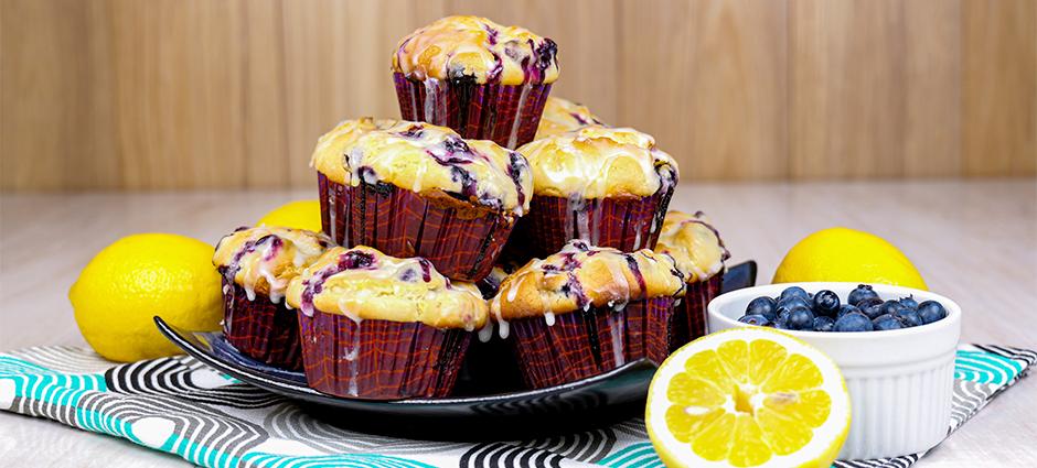 Blueberry Muffins with Lemon Glaze