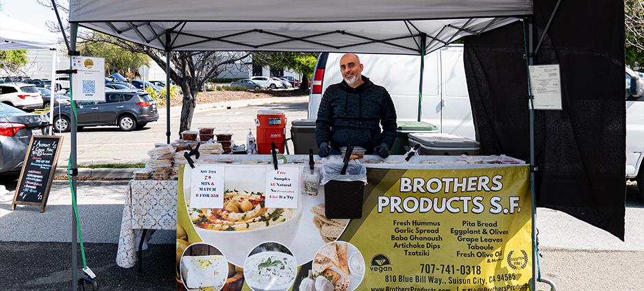 The Brothers Products S.F. booth at the Milpitas Farmers' Market