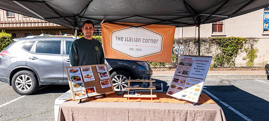 The Italian Corner booth at the Alameda Farmers' Market