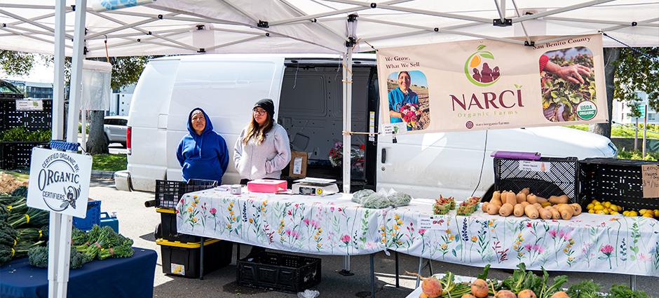 The Narci Organic Farm booth at the Milpitas Farmers' Market