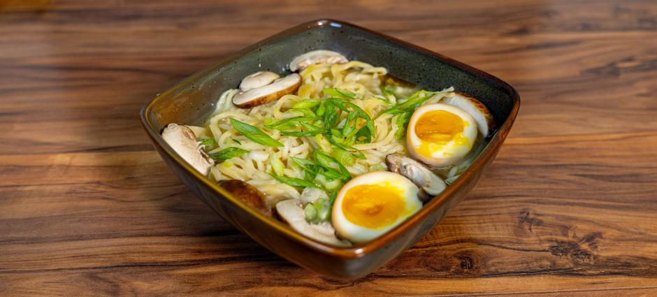 Bowl of ramen with ramen egg
