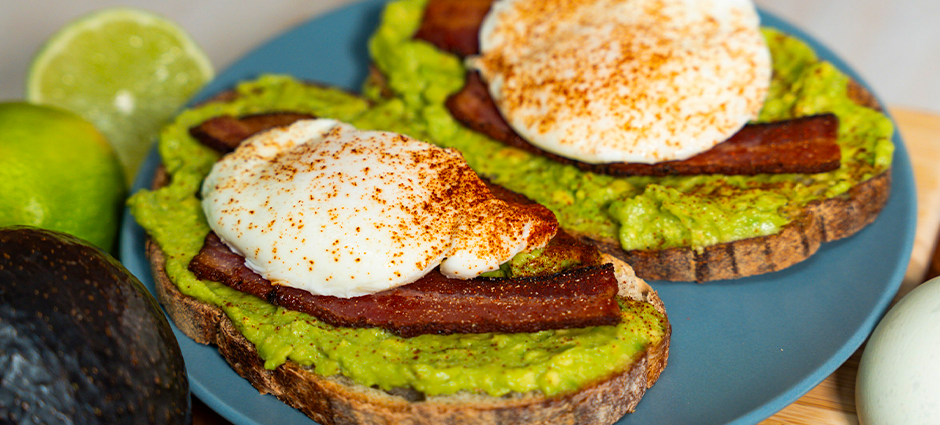 Avocado Toast with Bacon and Poached Egg
